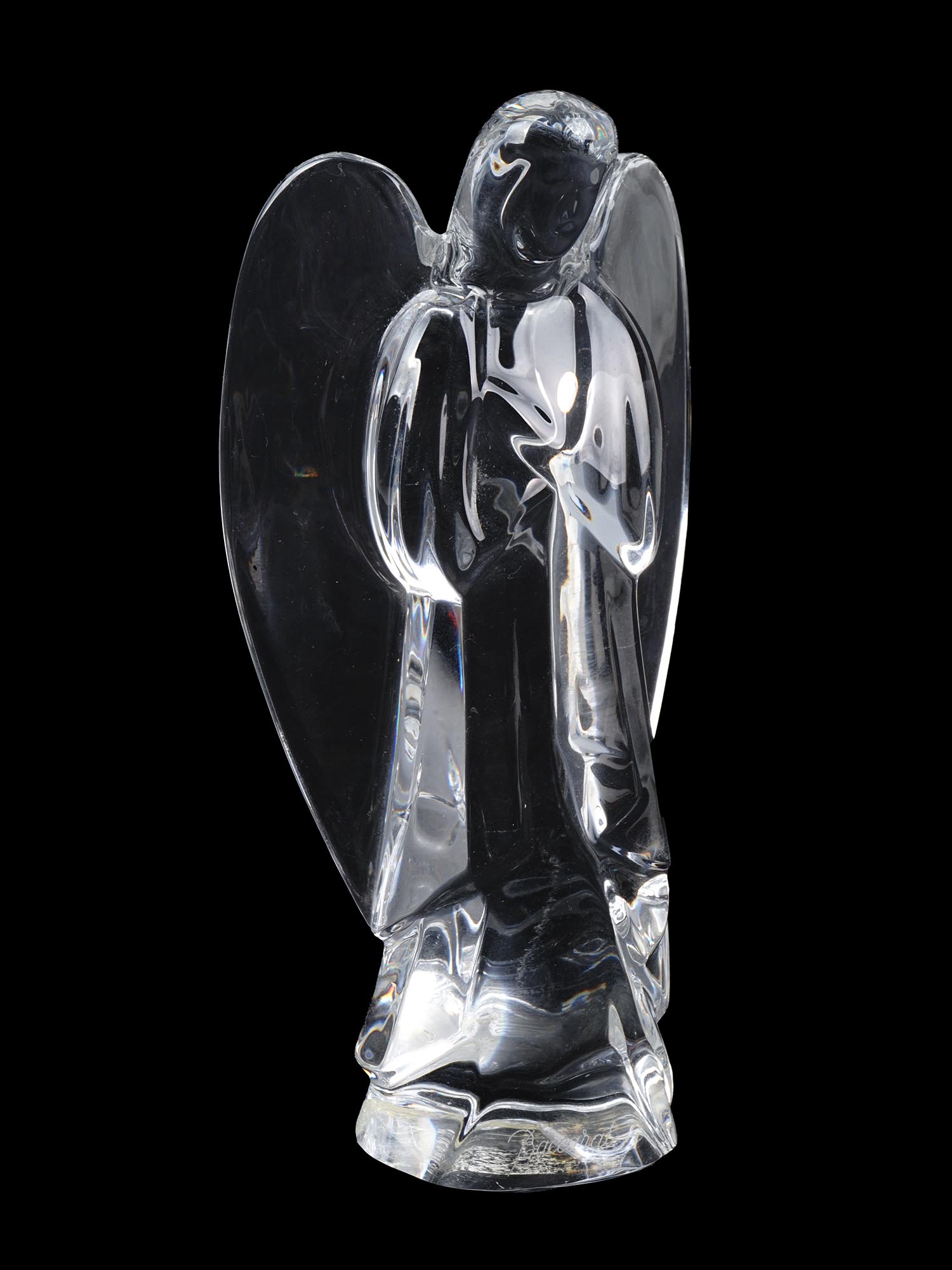 BACCARAT CRYSTAL GLASS ANGEL FIGURINE SIGNED PIC-0